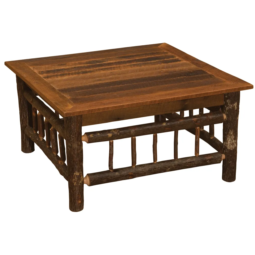 Appalachian Square Coffee Table - with Barnwood Top - 34-inch - Standard