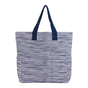 Suri Navy Canvas Carryall Tote Bag 5