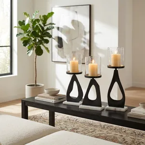 PALMERLAKE SET OF 3 BLACK CANDLE HOLDER 15 (IN) 2