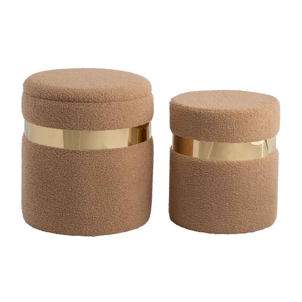 GORDENRIDGE SET OF 2 TAN OTTOMANS 18 (IN)