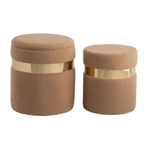 GORDENRIDGE SET OF 2 TAN OTTOMANS 18 (IN) 1
