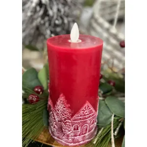 Holdiay Red 3D Moving Flame Candle 3x6in 2