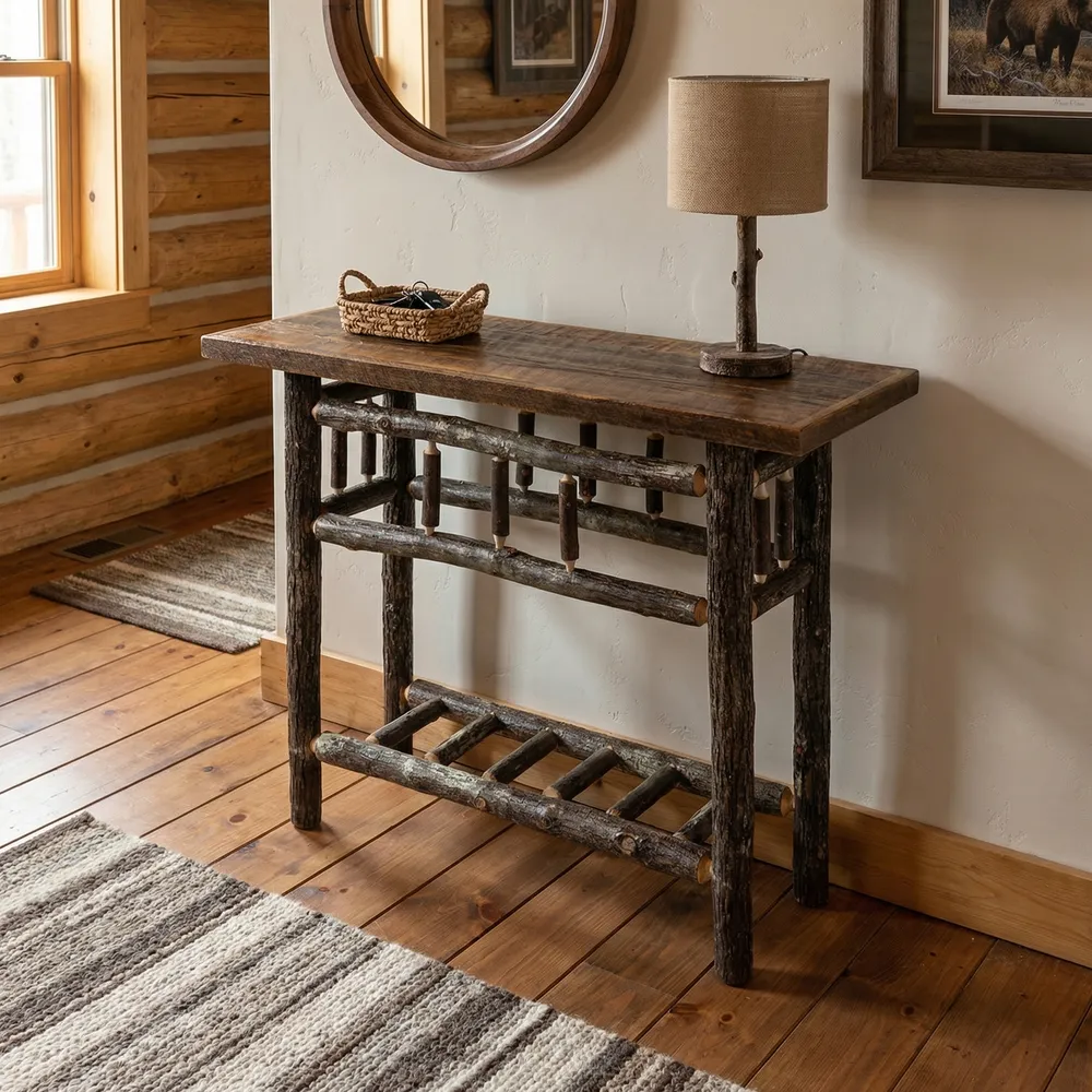 Appalachian Open Sofa Table with Barnwood Top