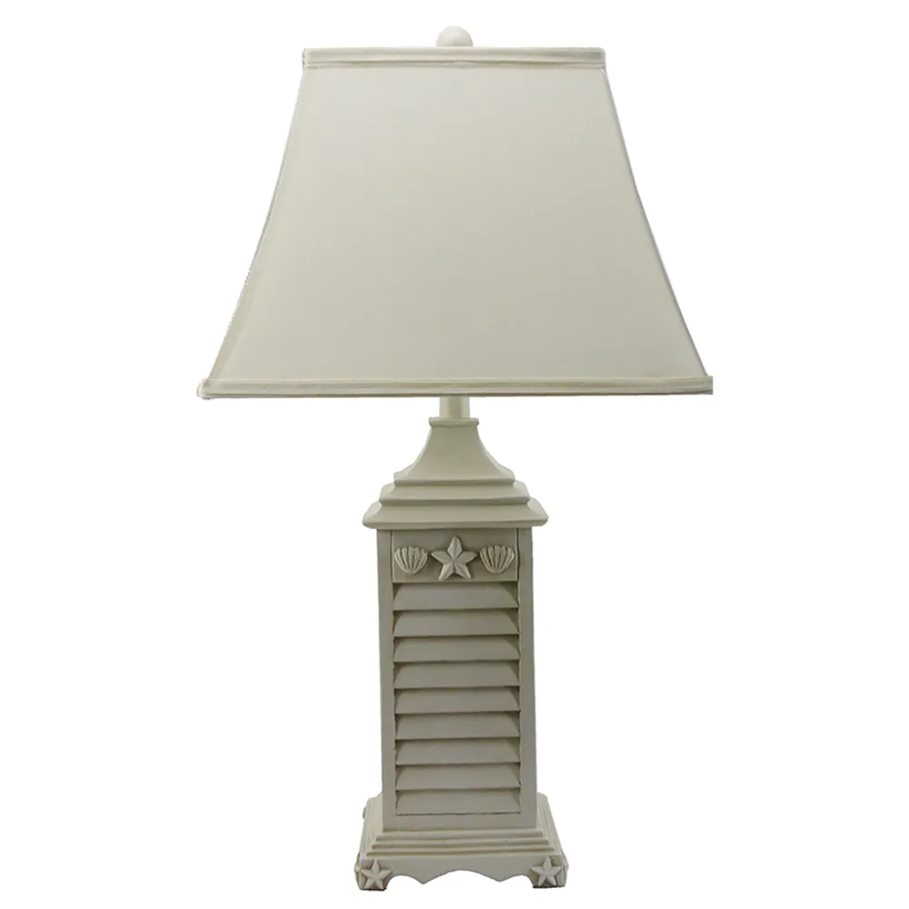 30" WHITE SEASHELL TABLE LAMP W/SHADE