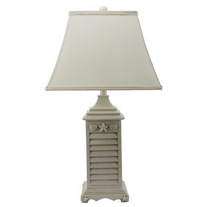 30" WHITE SEASHELL TABLE LAMP W/SHADE 1