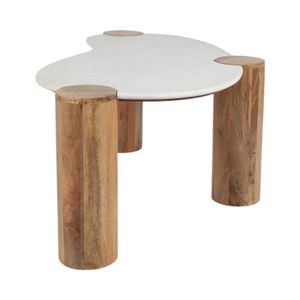 42X18" CURVED COFFEE TABLE, WHITE/NATURAL 4