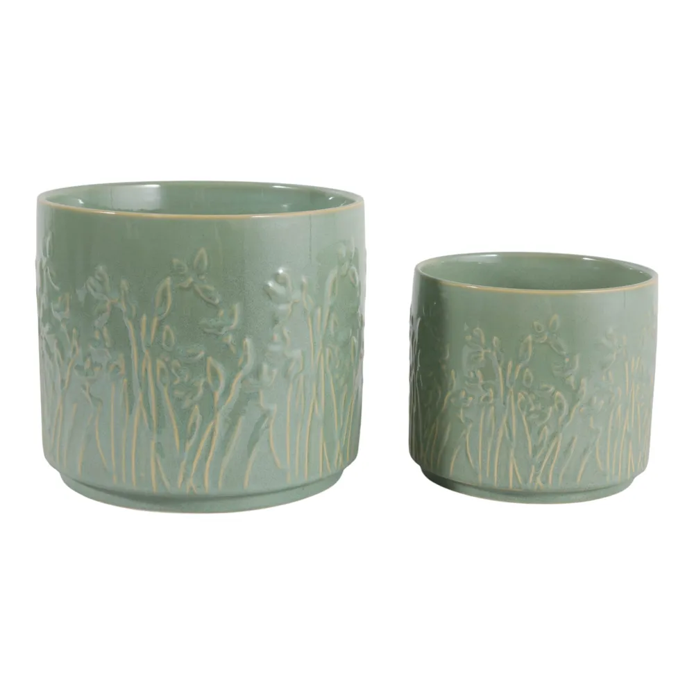 DANEBY SET OF 2 GREEN PLANTER 7 (IN)