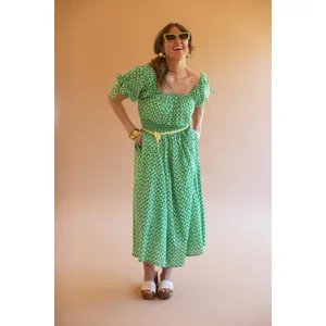 Printed Off-Shoulder Smocked Waist Dress 4