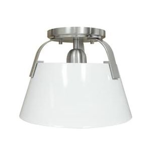 Jepson 9.5'' Wide 1-Light Semi Flush Mount - Matte White with Brushed Nickel 1