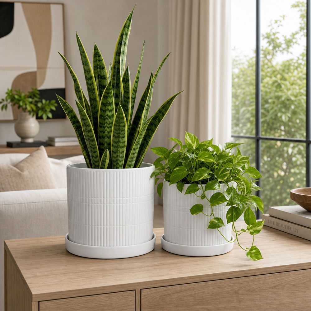 GRAHAMMILL SET OF 2 WHITE PLANTER 10 (IN)