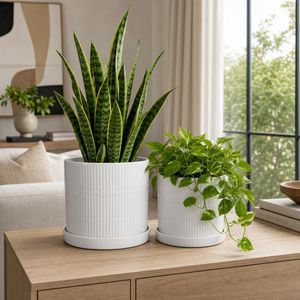 GRAHAMMILL SET OF 2 WHITE PLANTER 10 (IN) 2