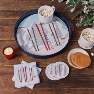 Nordic Ski Round Lacquer Serving Tray 4