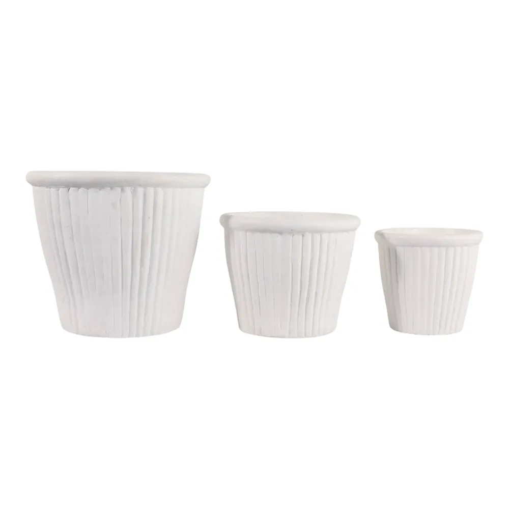 DREW SET OF 3 WHITE PLANTER 13 (IN)