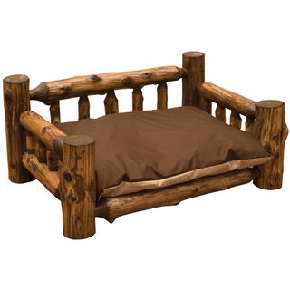 Cedar Log Dog Bed with Standard Mattress - Vintage