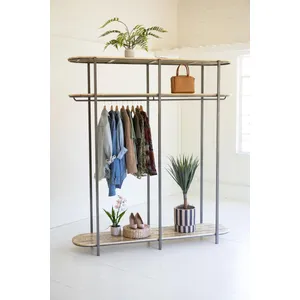Tall Iron and Recycled Wood Garment Display 3