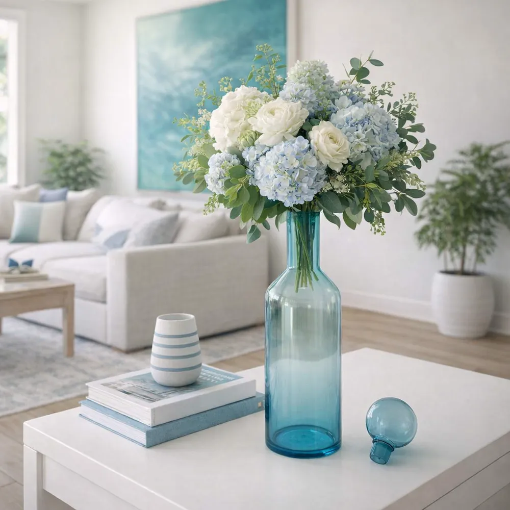 ZOEPARK BLUE GLASS VASE 20 (IN)