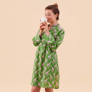 Giraffe Pink Green Cotton Night Shirt 14