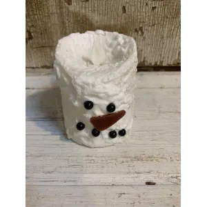 Snowman Bumpy White Moving Flame LED Candle 3in by 4in 5
