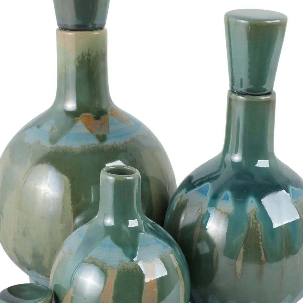 AVAGROVE SET OF 3 GREEN VASES 14 (IN)
