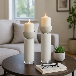 BECKETTWIND SET OF 2 WHITE CANDLE HOLDER 13 (IN) 12