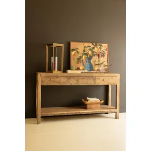 Reclaimed Wood Three Drawer Console 4