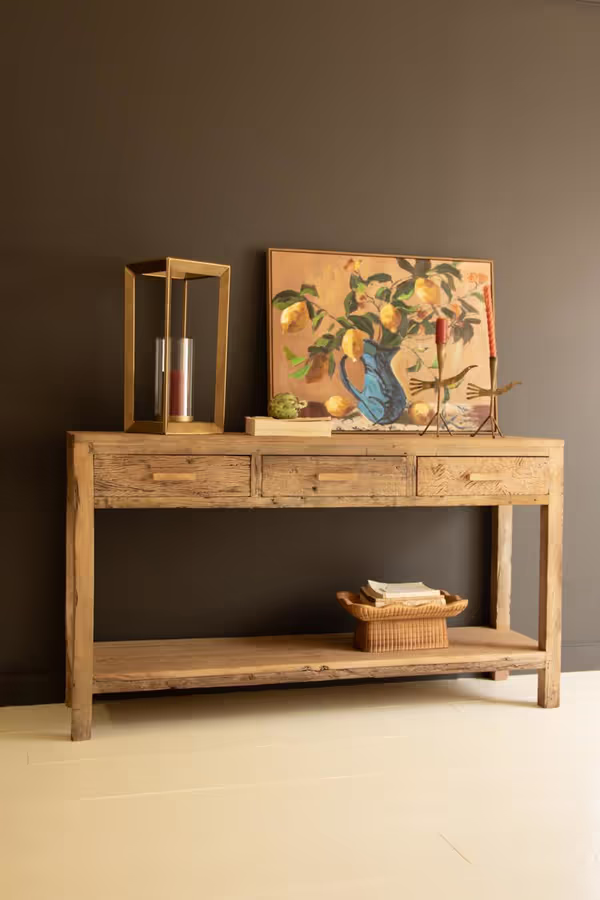 Reclaimed Wood Three Drawer Console