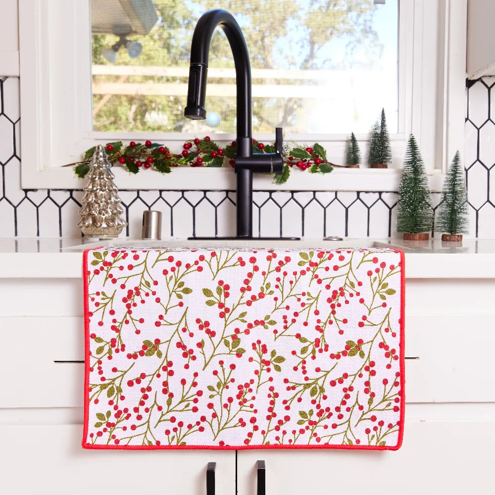Red Berries Eco Kitchen Tea Towel