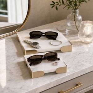 JANEVIEW SET OF 2 WHITE TRAY 2 (IN) 2