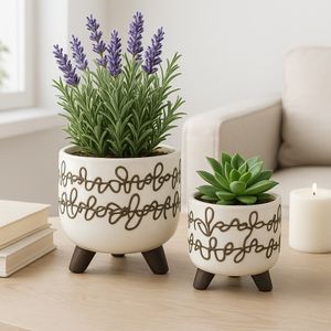 MASONLEY SET OF 2 IVORY PLANTER 7 (IN) 11