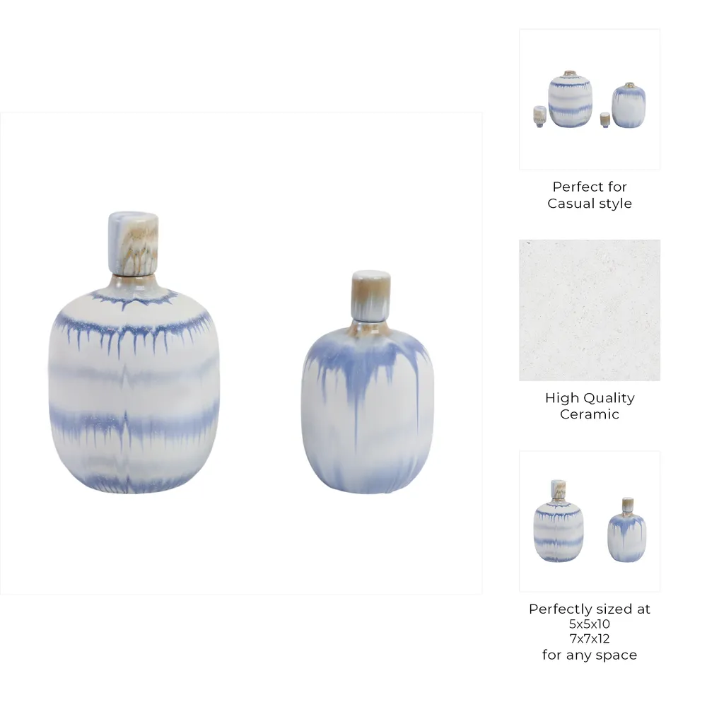 HATTONSTONE SET OF 2 BLUE JARS 12 (IN)