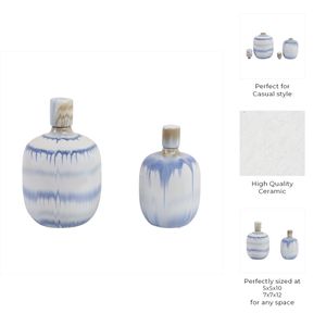 HATTONSTONE SET OF 2 BLUE JARS 12 (IN) 8