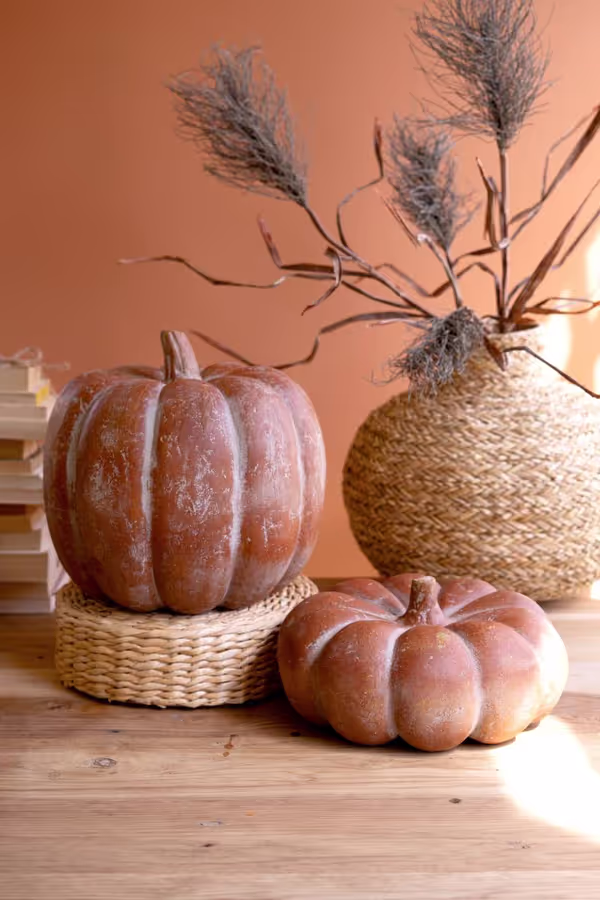 Set of 2 Paper Mache Pumpkins