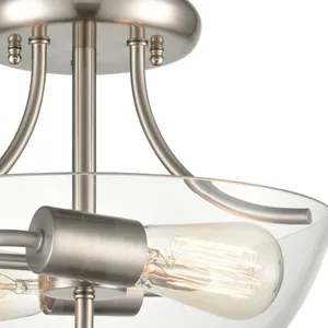 Astoria 15'' Wide 2-Light Semi Flush Mount - Brushed Nickel 3