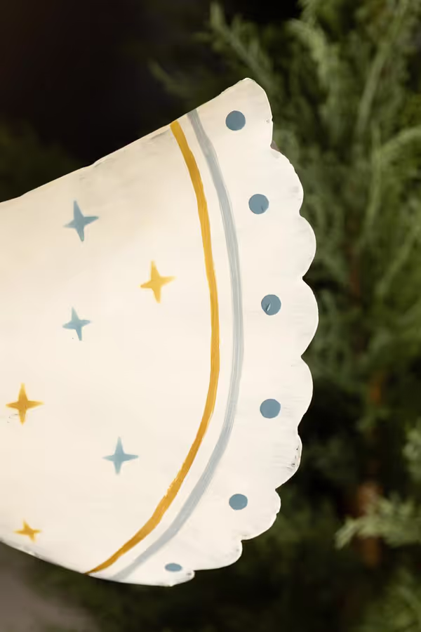 Set of 2 Painted Metal Blue and White Christmas Angels on Stands
