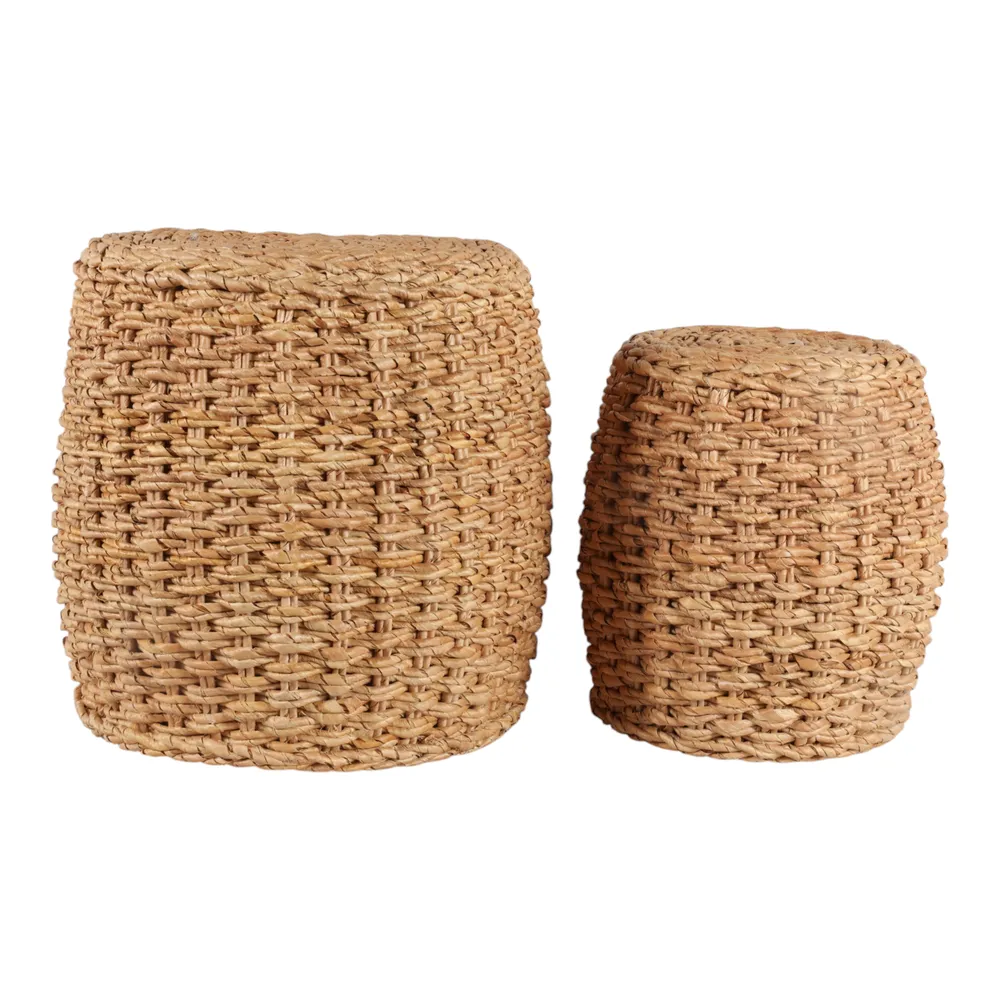 ZANEWELL SET OF 2 TAN OTTOMANS 17 (IN)