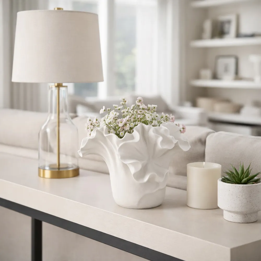 ALDERPORT WHITE VASE 8 (IN)