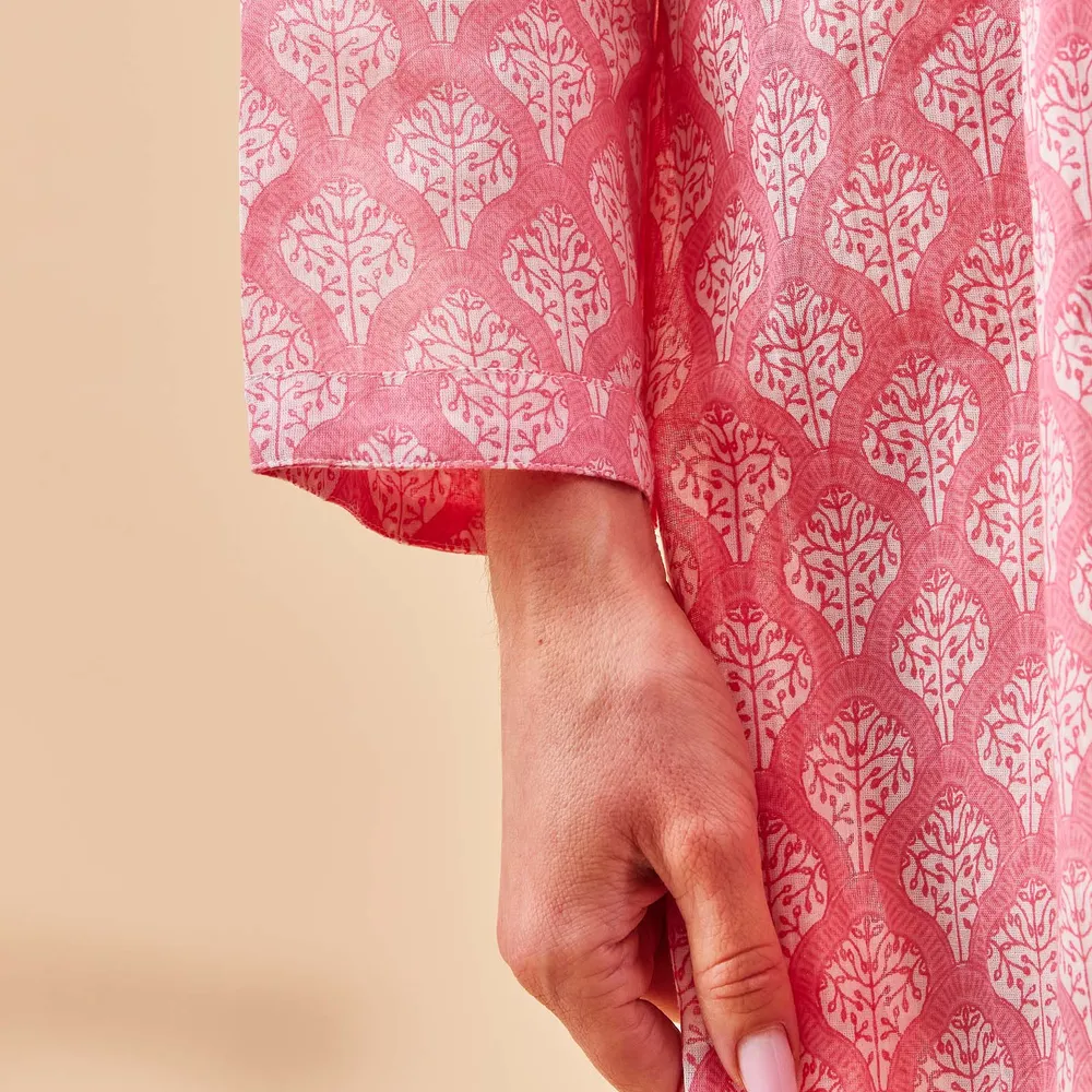 Fifer Pink Cotton Pintuck Beach Cover Up