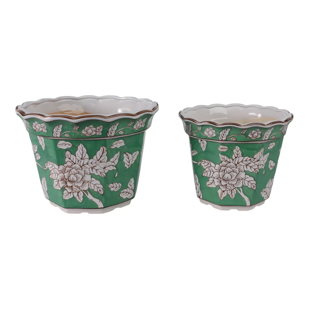 AIDENRIDGE SET OF 2 GREEN PLANTER 10 (IN)