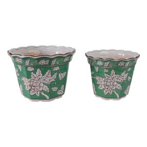 AIDENRIDGE SET OF 2 GREEN PLANTER 10 (IN) 1