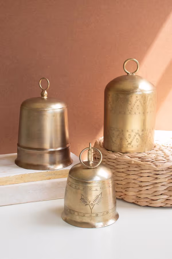 Set of 3 Antique Brass Finish Bells