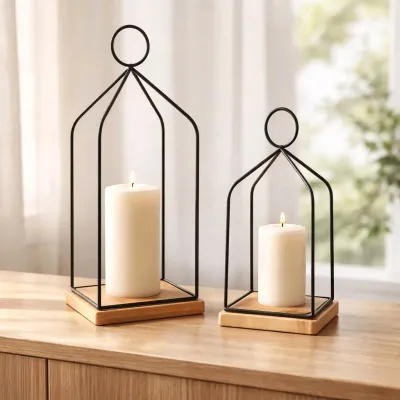 Cathedral Arch Lanterns Set of 2 L - 6x6x14in S - 5x5x10in