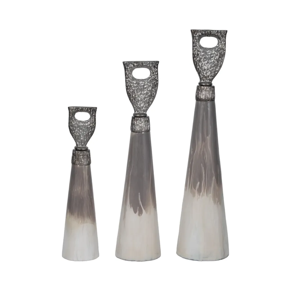 CLARAHAM SET OF 3 GRAY GLASS VASES 22 (IN)
