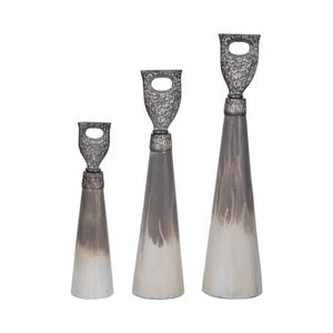 CLARAHAM SET OF 3 GRAY GLASS VASES 22 (IN) 1