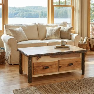 Hickory Log Enclosed Coffee Table - Elevating Top - Espresso - Standard