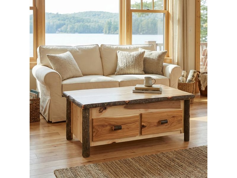 Hickory Log Enclosed Coffee Table - Elevating Top - Cinnamon - Standard 1