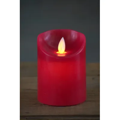 Red Non Drip Moving Flame LED Candle 3in by 4in