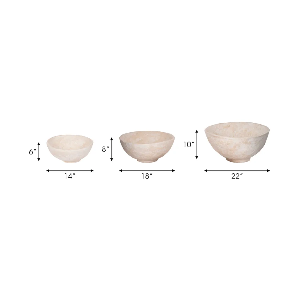 BECKLEY SET OF 3 WHITE BOWLS 10 (IN)