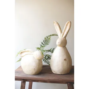 Set of 2 Faux Stone Rabbit Sculptures 5