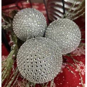 Silver Bedazzled 3in Ornaments Set of 3 1