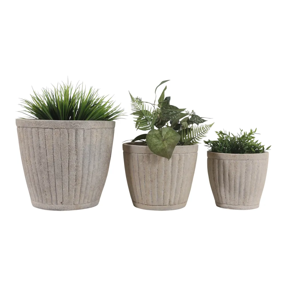 DUFFYLAKE SET OF 3 TAN PLANTER 13 (IN)